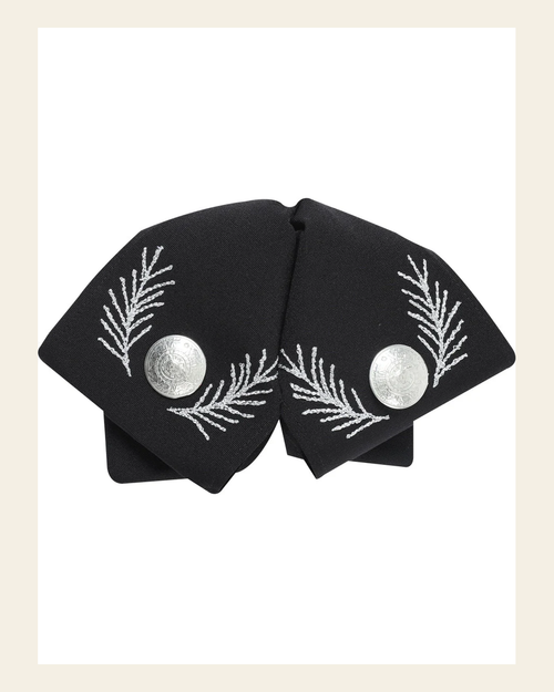 Adult Mexican Charro Bow Tie 100% Polyester Black/Silver 601110 on a warm cream background