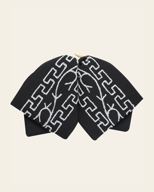 Adult Mexican Charro Bow Tie 100% Polyester Black/Silver 601114 on a warm cream background