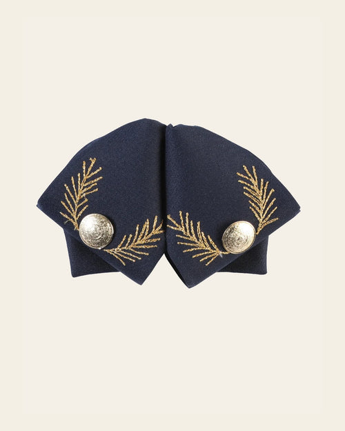 Adult Mexican Charro Bow Tie 100% Polyester Navy Blue/Gold 601782 on a warm cream background