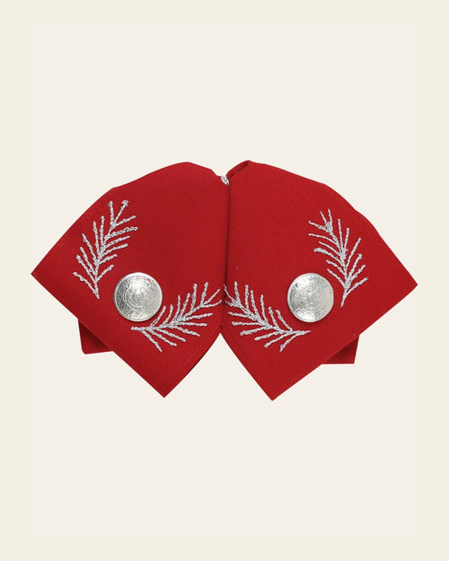 Adult Mexican Charro Bow Tie 100% Polyester Red/Silver 601109 on a warm cream background