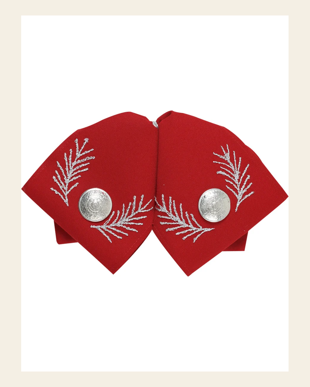 Adult Mexican Charro Bow Tie 100% Polyester Red/Silver 601109 on a warm cream background