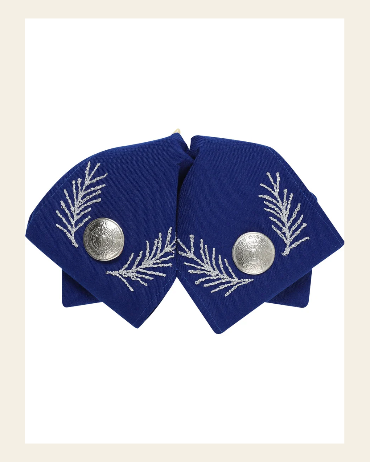 Adult Mexican Charro Bow Tie 100% Polyester Royal Blue/Oro 601108 on a warm cream background