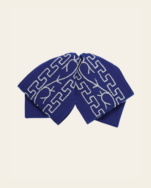 Adult Mexican Charro Bow Tie 100% Polyester Royal Blue/Silver 601115 on a warm cream background