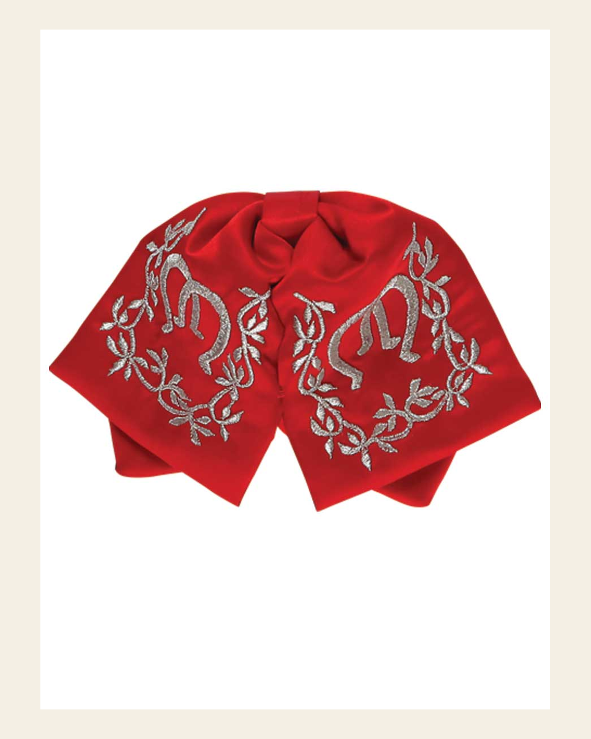 Kids Mexican Charro Bow Tie 100% Polyester Red/Silver 600146 on a warm cream background