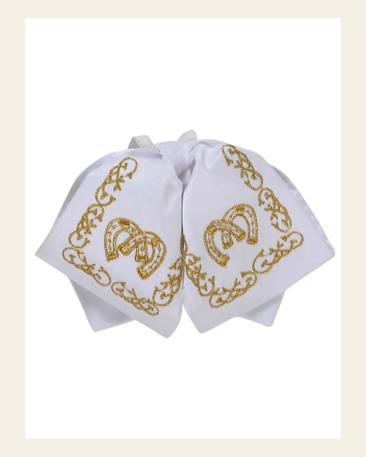 Kids Mexican Charro Bow Tie 100% Polyester White/Gold 600143 on a warm cream background
