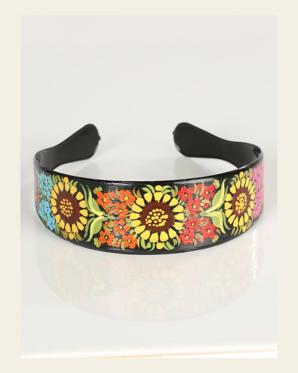 Mexican Artisanal Traditional Headband | Handcrafted Artisanal Hair Accessory 602933 on a warm cream background