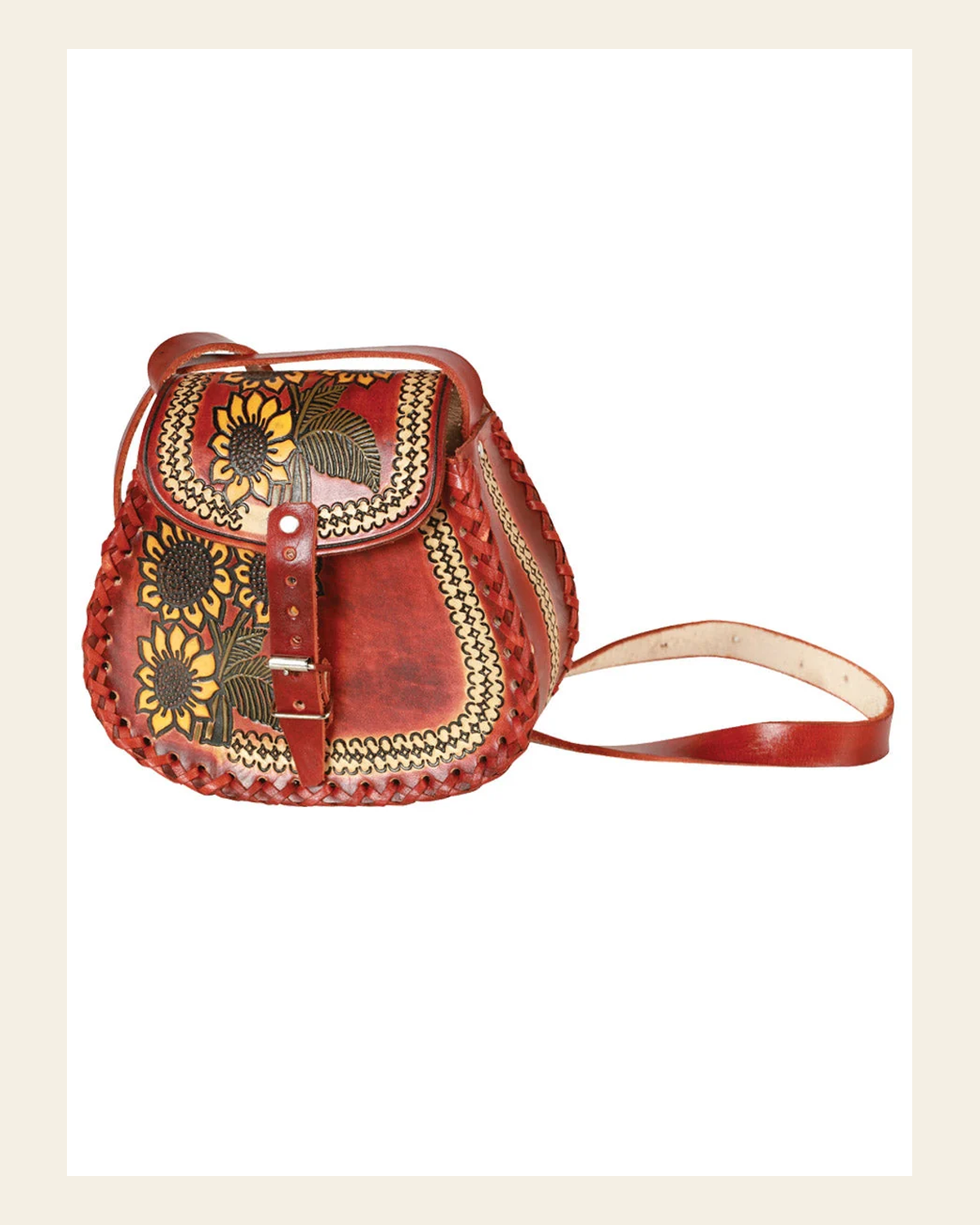 Artisanal Handbag Leather Brown 603676 on a warm cream background