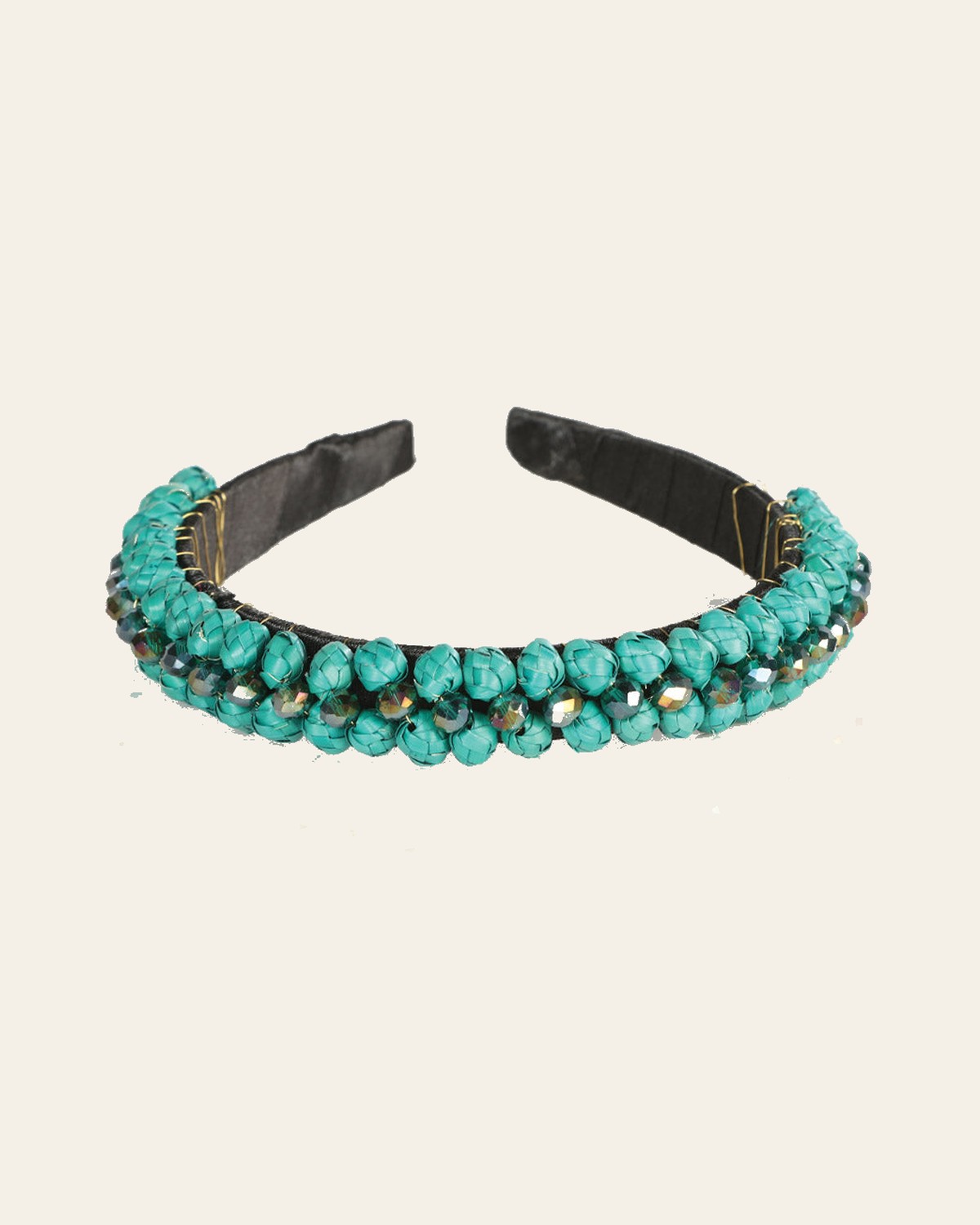 Mexican Artisanal Traditional Headband | Handcrafted Artisanal Hair Accessory 603273 on a warm cream background