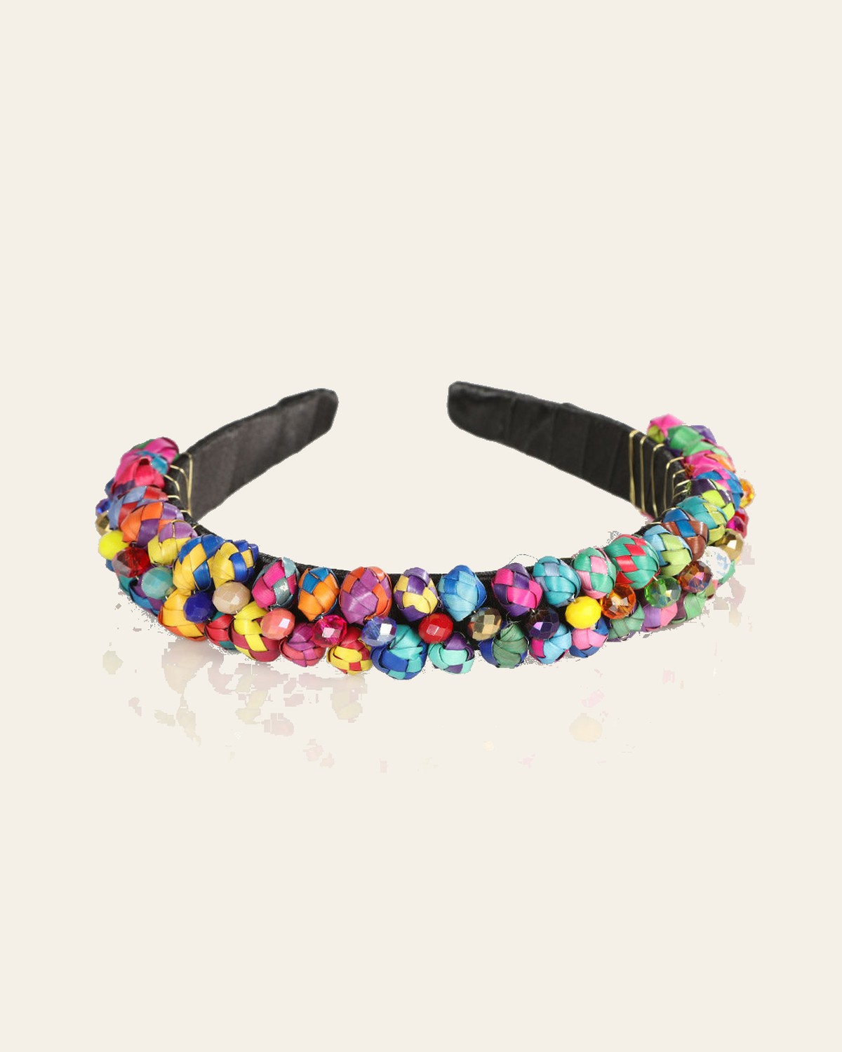 Mexican Artisanal Traditional Headband | Handcrafted Artisanal Hair Accessory 603276 on a warm cream background