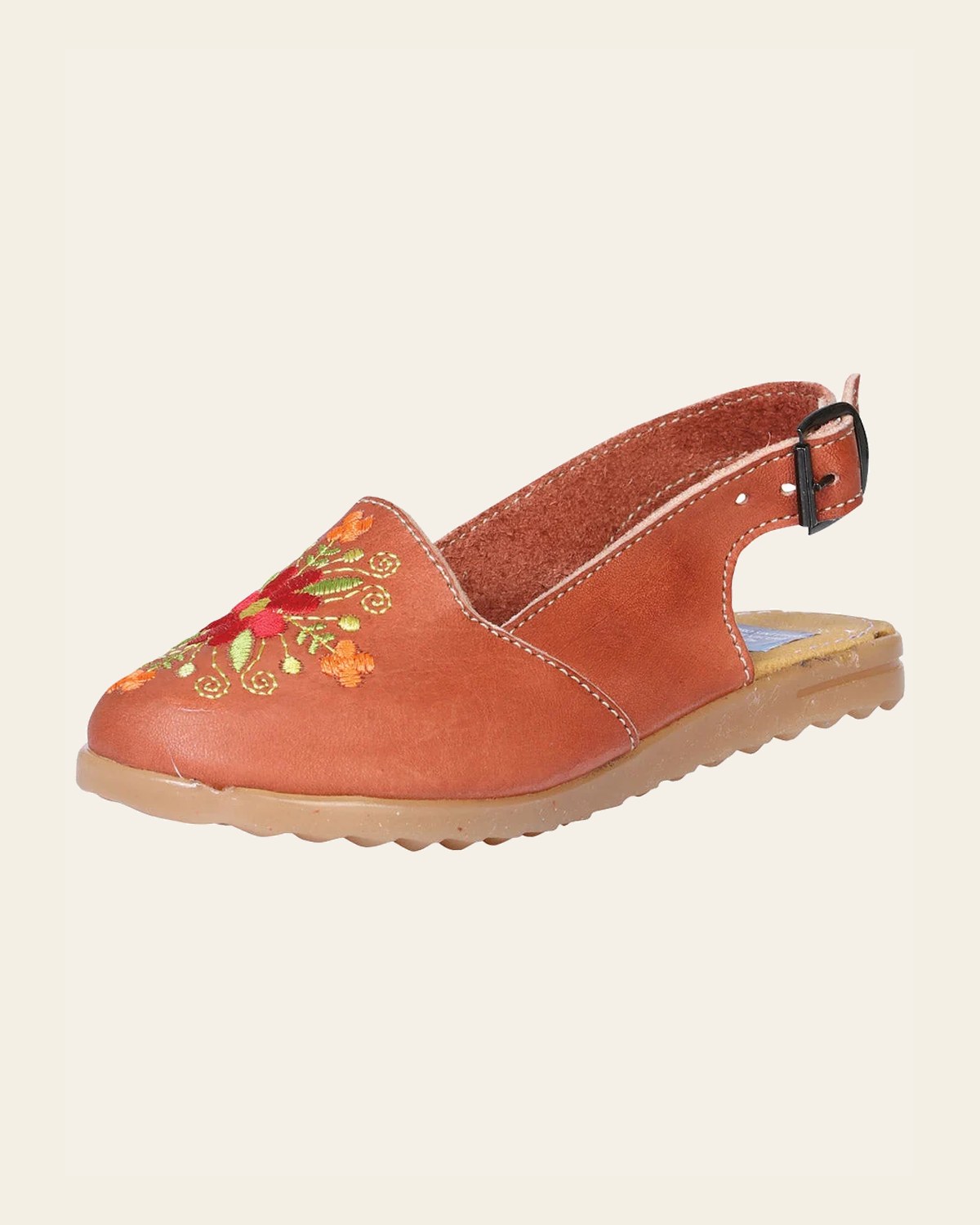 Artisanal Mexican Sandals Leather Natural 602372 on a warm cream background