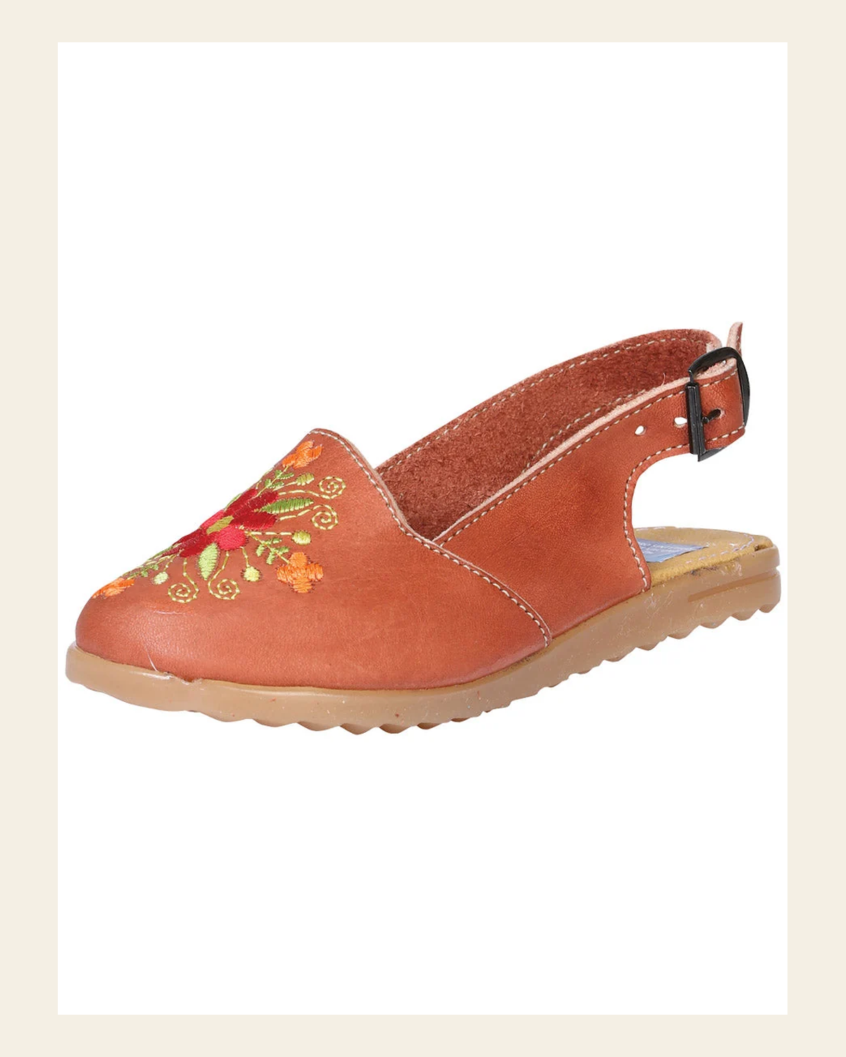 Artisanal Mexican Sandals Leather Natural 602372 on a warm cream background