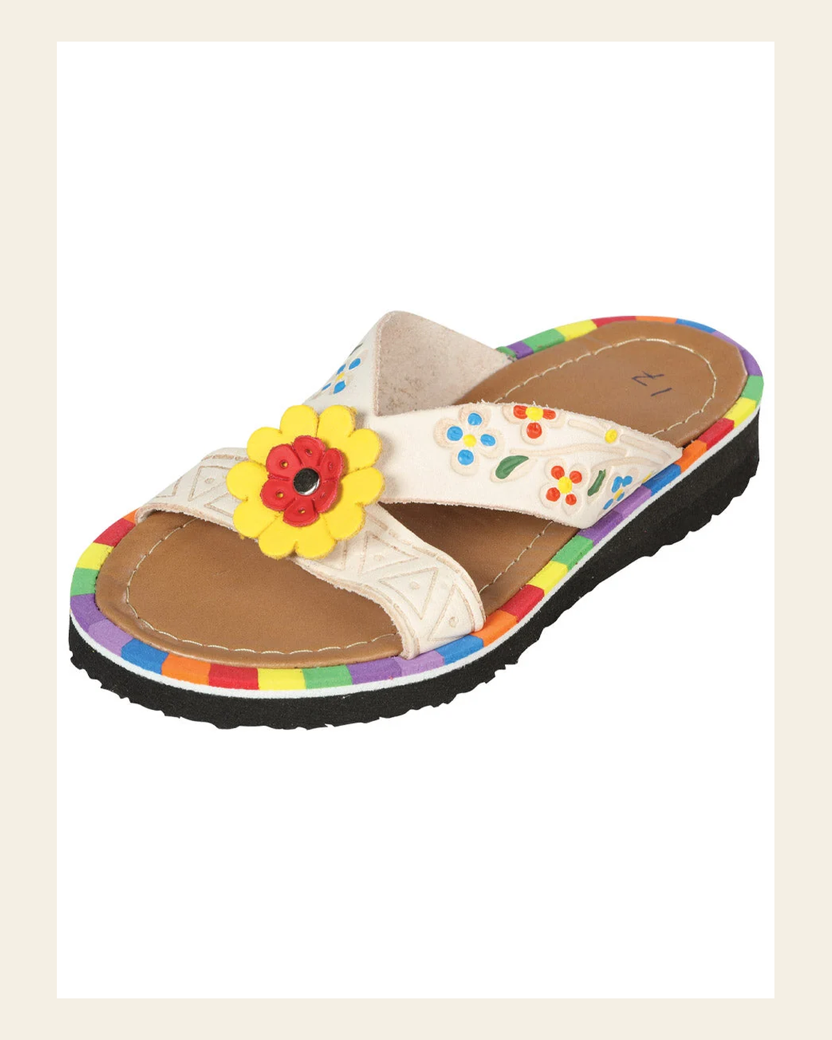 Artisanal Mexican Sandals Leather Natural 603389 on a warm cream background