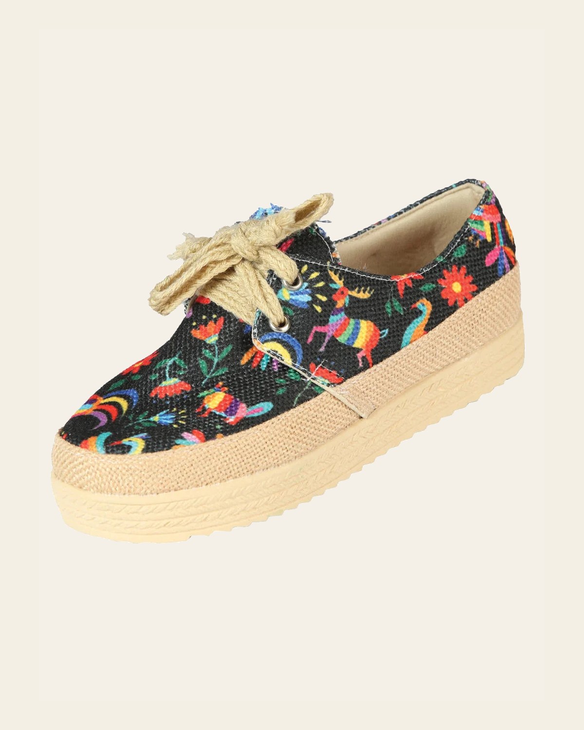 Mexican Artisanal Yute Tennis 50% Cotton, 50% Polyester Multicolor 603958 on a warm cream background