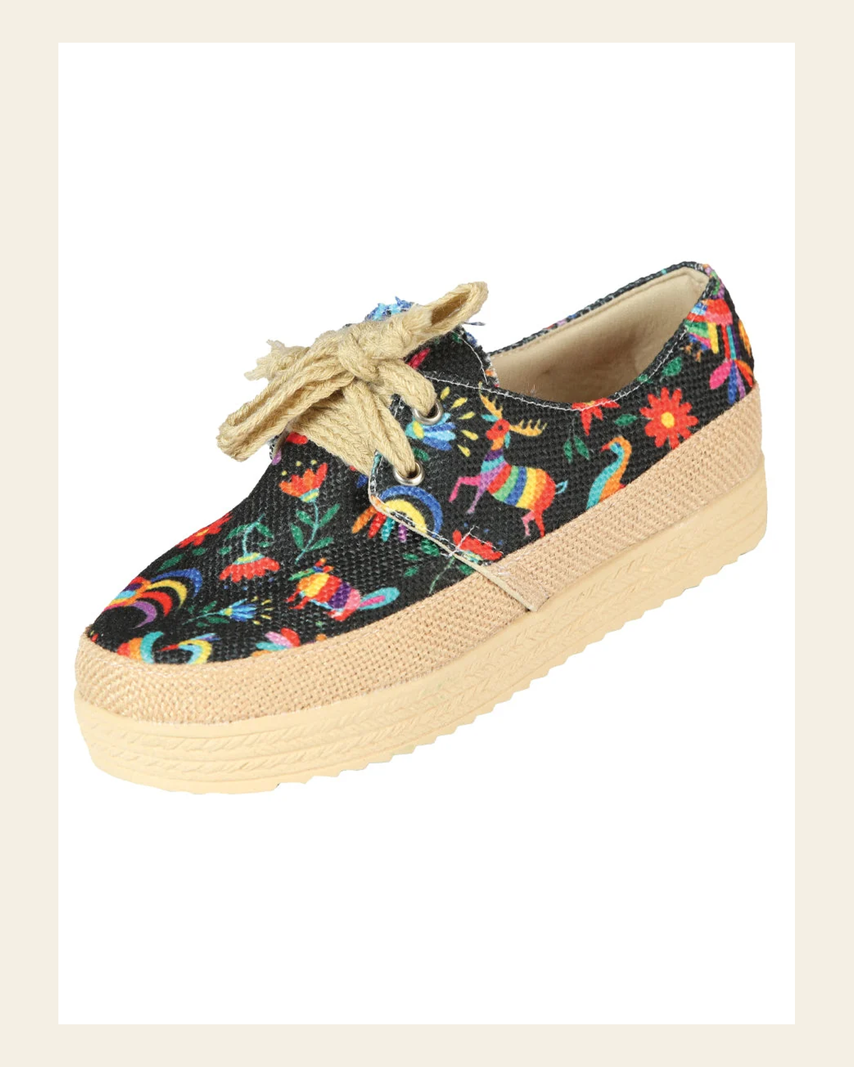 Mexican Artisanal Yute Tennis 50% Cotton, 50% Polyester Multicolor 603958 on a warm cream background