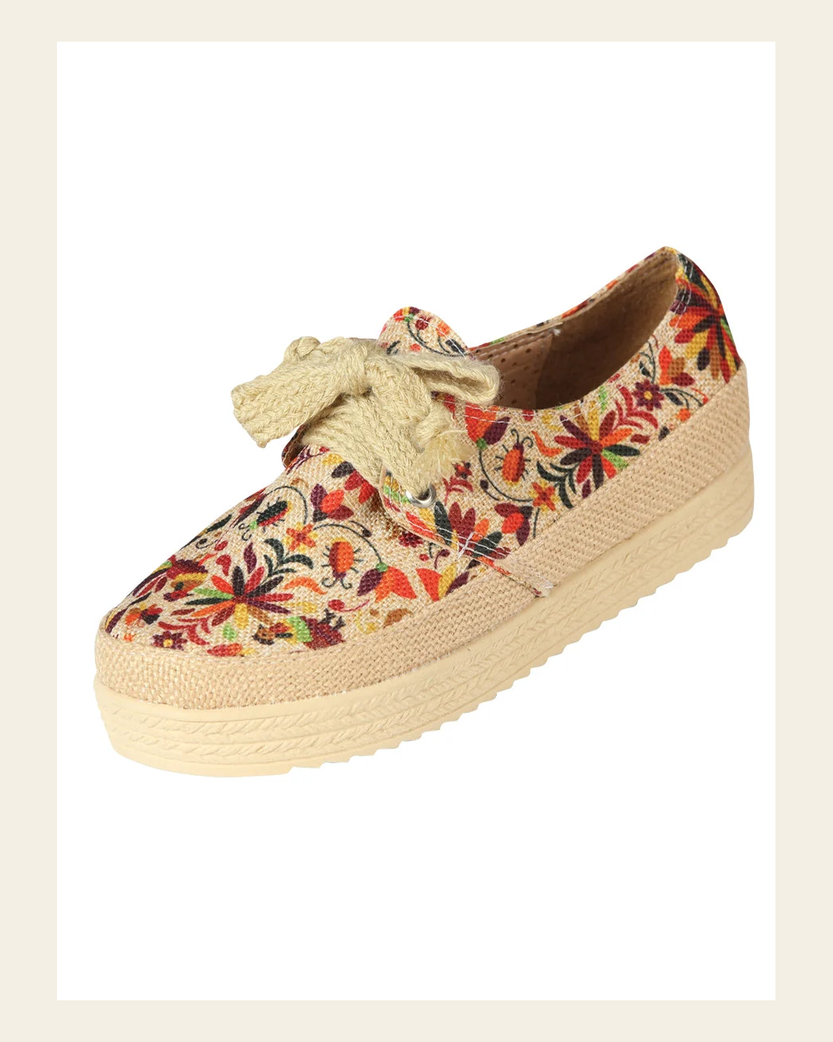 Mexican Artisanal Yute Tennis 50% Cotton, 50% Polyester Multicolor 603959 on a warm cream background