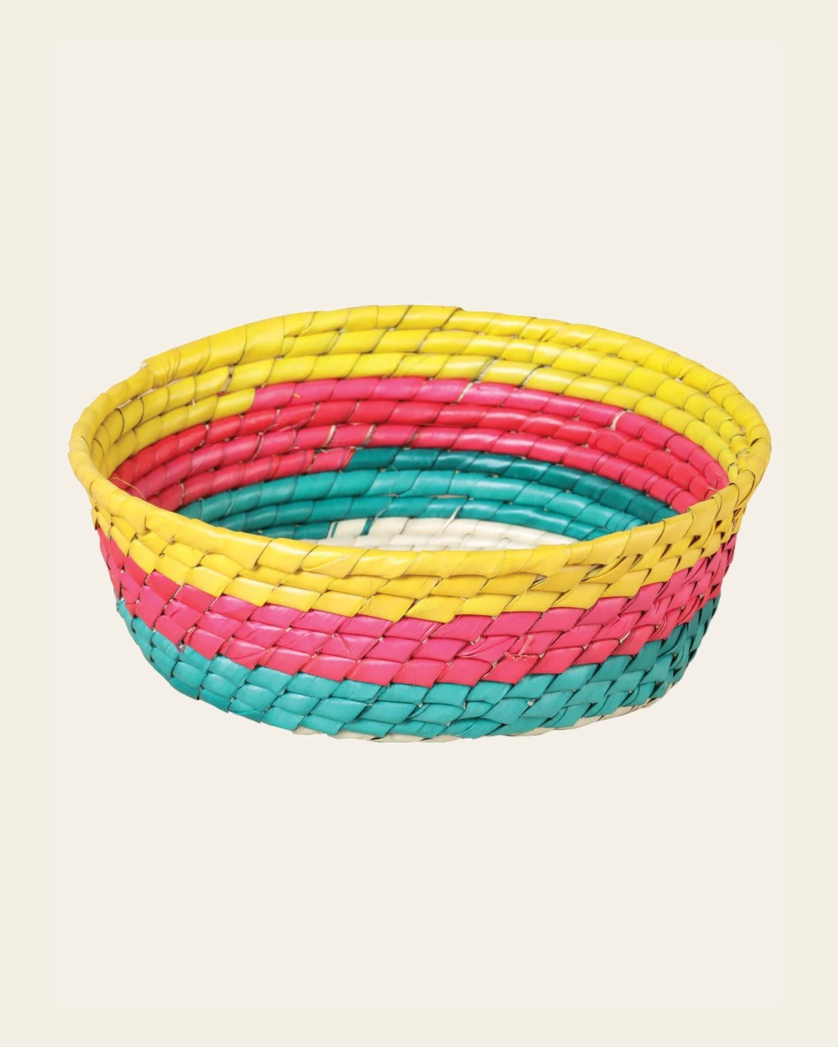 Artisanal Tortilla Warmer 100% Palm Leaf Multicolor 602134 on a warm cream background