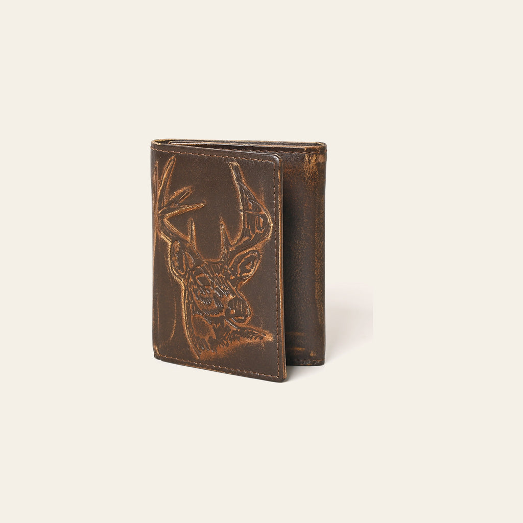 AMERICAN TANNER Genuine Leather Hand Burnished Trifold Wallet For Men Women H4.25 X W3 D0.5