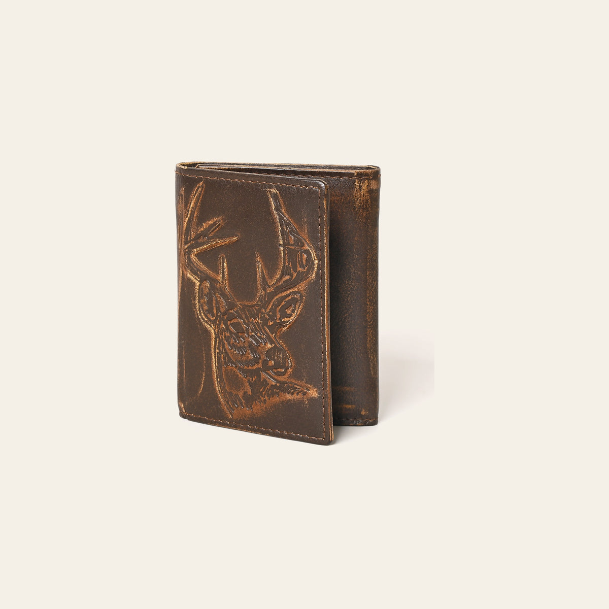 AMERICAN TANNER Genuine Leather Hand Burnished Trifold Wallet For Men Women H4.25 X W3 D0.5