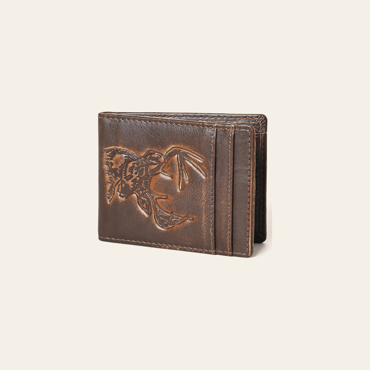 AMERICAN TANNER Genuine Leather Hand Burnished Bifold Wallet For Men Women H4 X W3.25 D0.5
