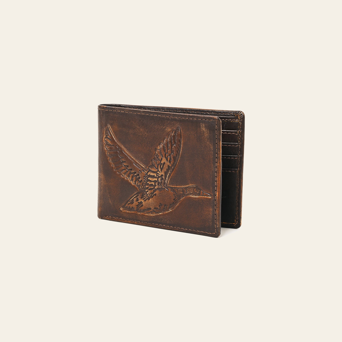 AMERICAN TANNER Genuine Leather Hand Burnished Bifold Wallet For Men Women H3.5 X W4.75 D0.5