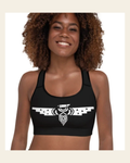 Aztec Thunderbird Padded Sports Bra on a warm cream background