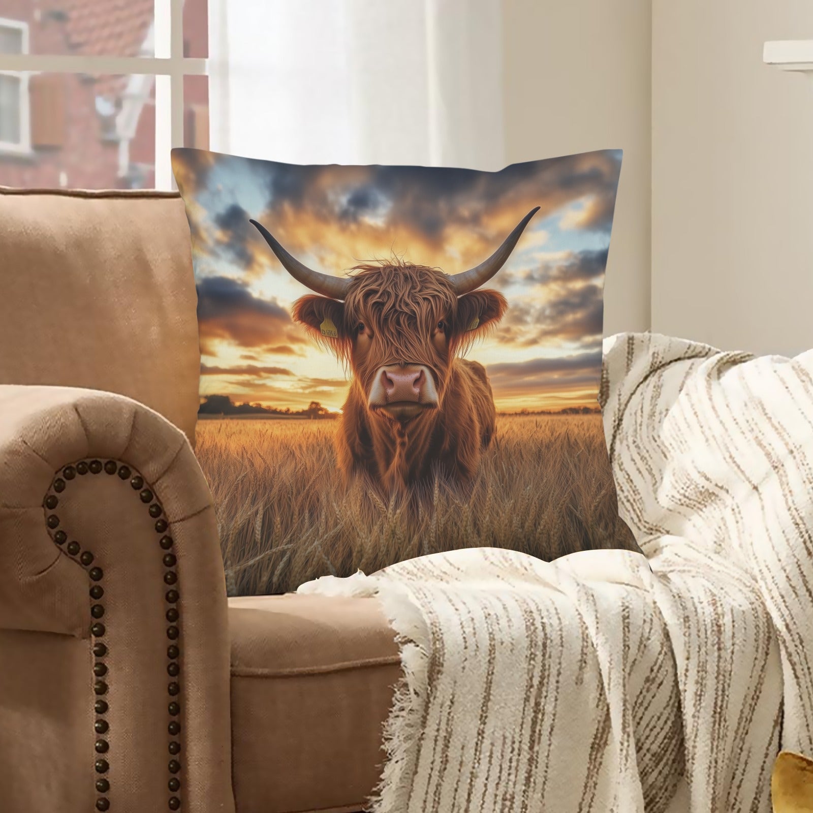 Baha Ranch Beautiful Highland Velvety Soft Pillow Cover Made in America by Baha Ranch Western Wear