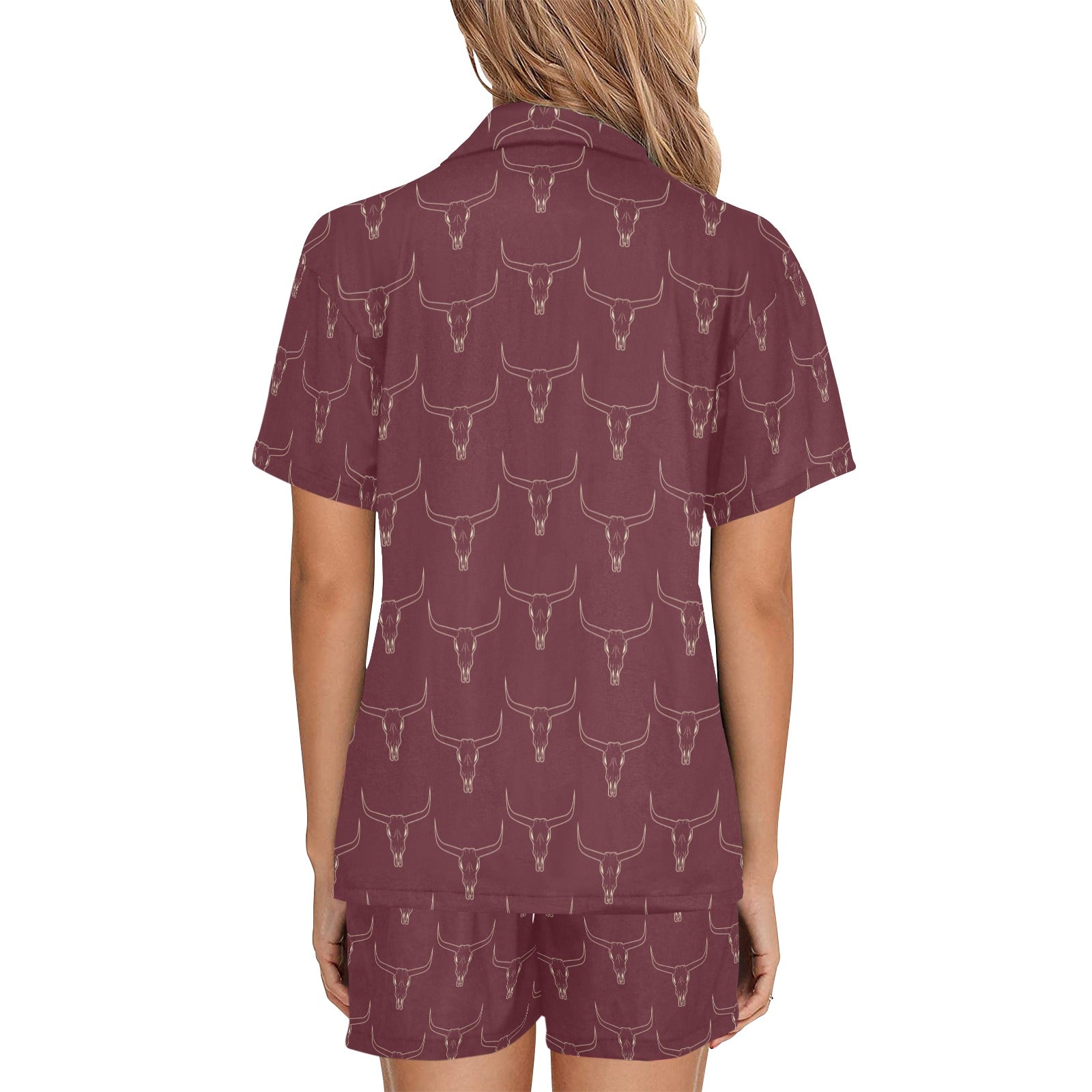 Baha Ranch Burgandy Longhorn Women's Western Pajama Set by Baha Ranch Western Wear - product image 4