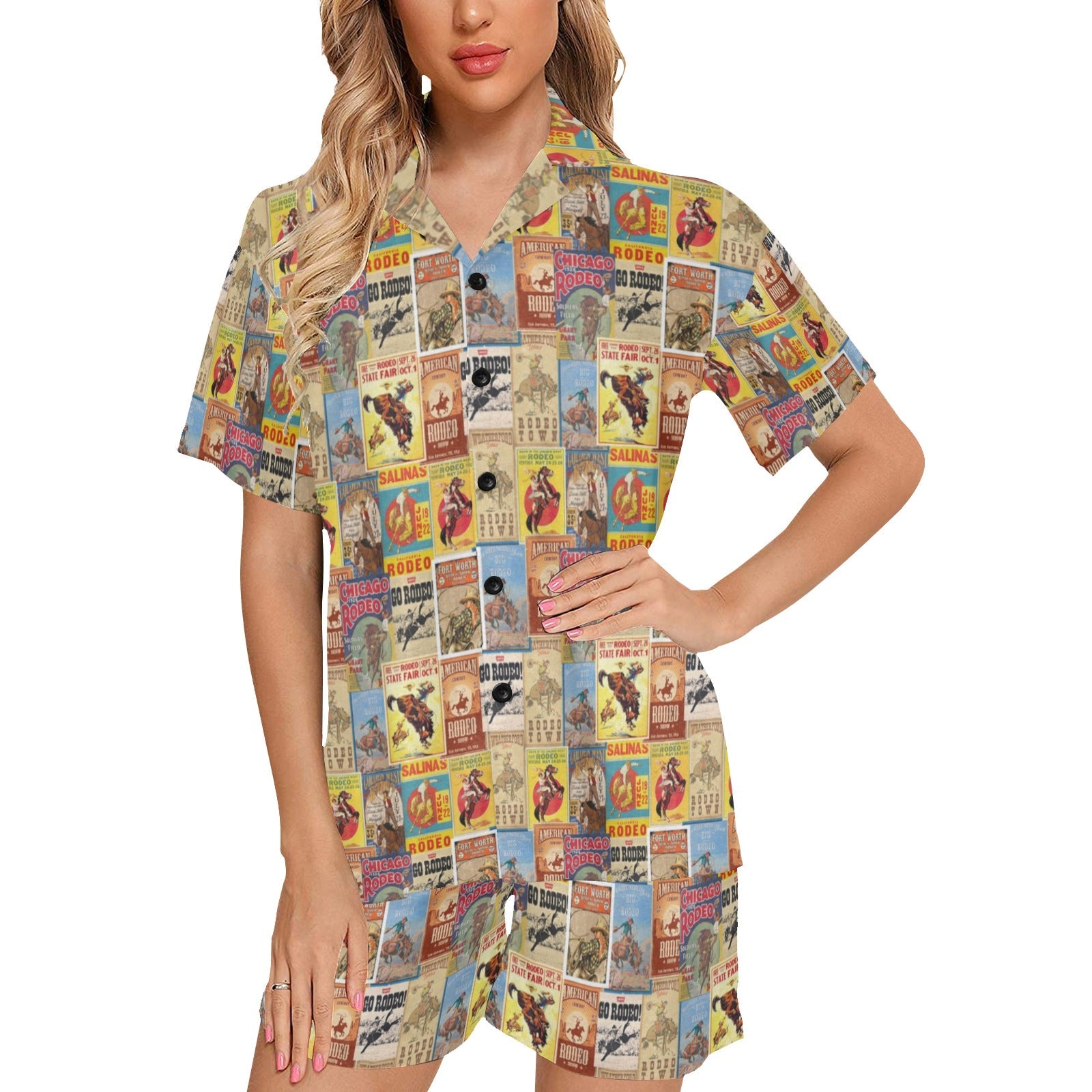 Baha Ranch Vintage Rodeo Poster Women's Western Pajama Set by Baha Ranch Western Wear
