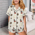Baha Ranch Christmas Horses Cowgirl Western Satin Short Pajama Set by Baha Ranch Western Wear