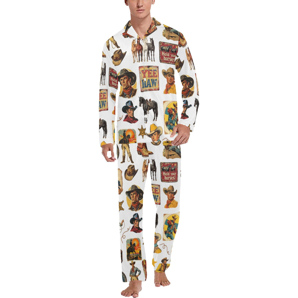 Baha Ranch Vintage Cowboy Collage Western Pajamas by Baha Ranch Western Wear