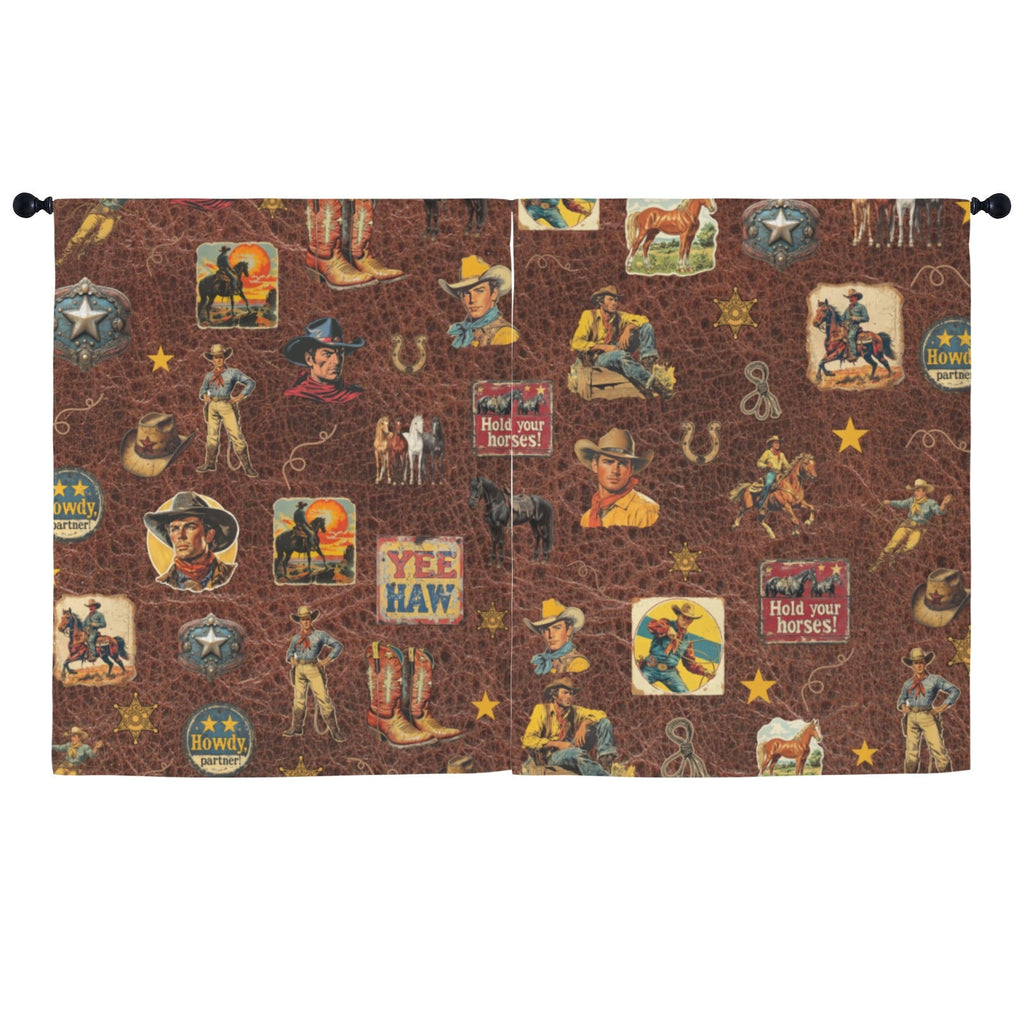 Baha Ranch Vintage Cowboy Collage Western Curtains 52" x 63" Made in America by Baha Ranch Western Wear - product image 2