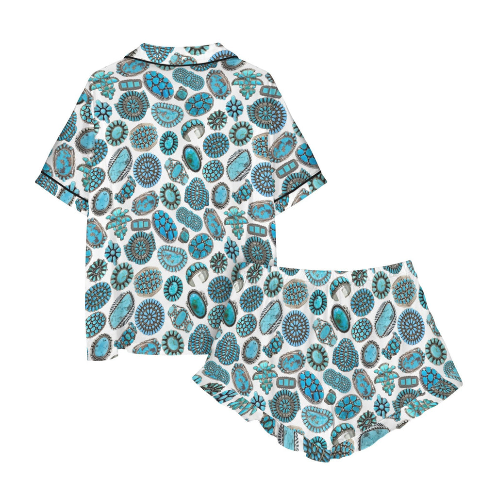 Baha Ranch Turquoise Crazy Satin Ruffle Western Pajama Set by Baha Ranch Western Wear - product image 5