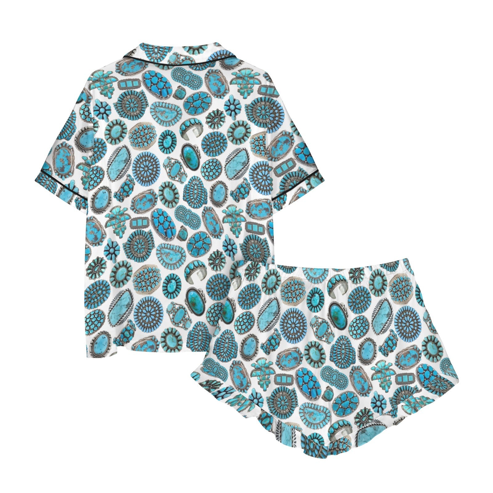 Baha Ranch Turquoise Crazy Satin Ruffle Western Pajama Set by Baha Ranch Western Wear - product image 5