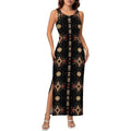 Baha Ranch Black and Tan Aztec Bodycon Side Slit Western Maxi Dress by Baha Ranch Western Wear