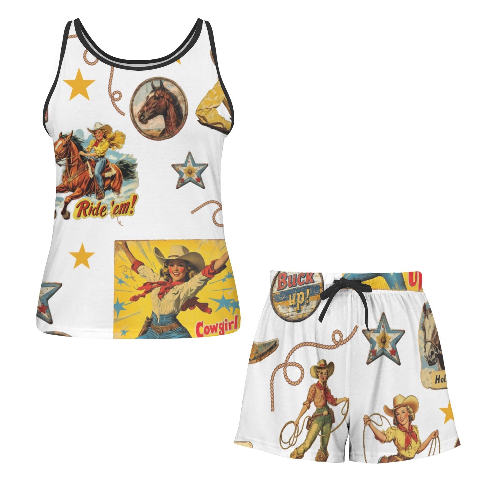 Baha Ranch Vintage Cowgirl Collage Tank Shorts Lounge Set Made in America by Baha Ranch Western Wear - product image 5