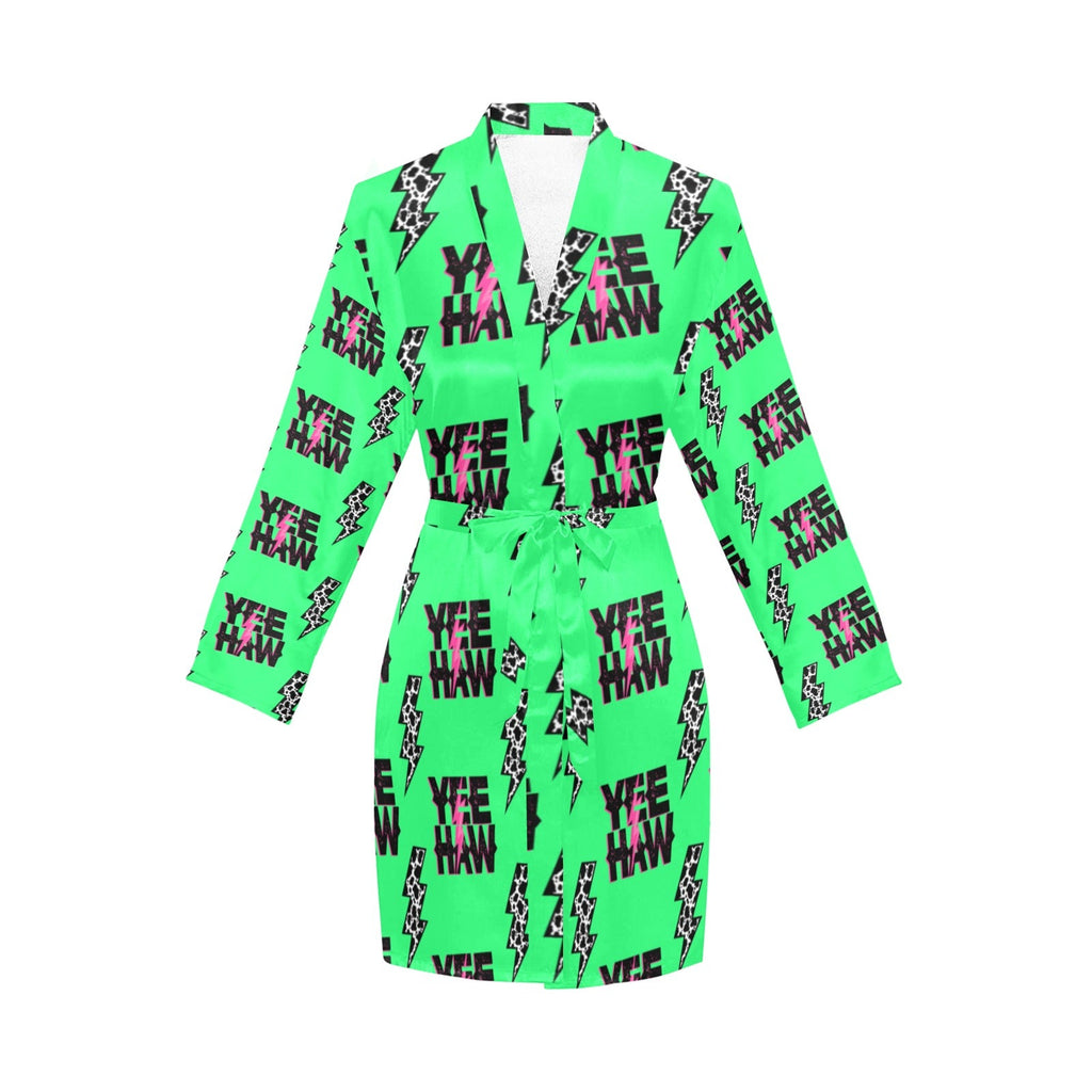 Baha Ranch Neon Yeehaw Women's Belted Satin Feel Dressing Lounge Robe by Baha Ranch Western Wear - product image 3