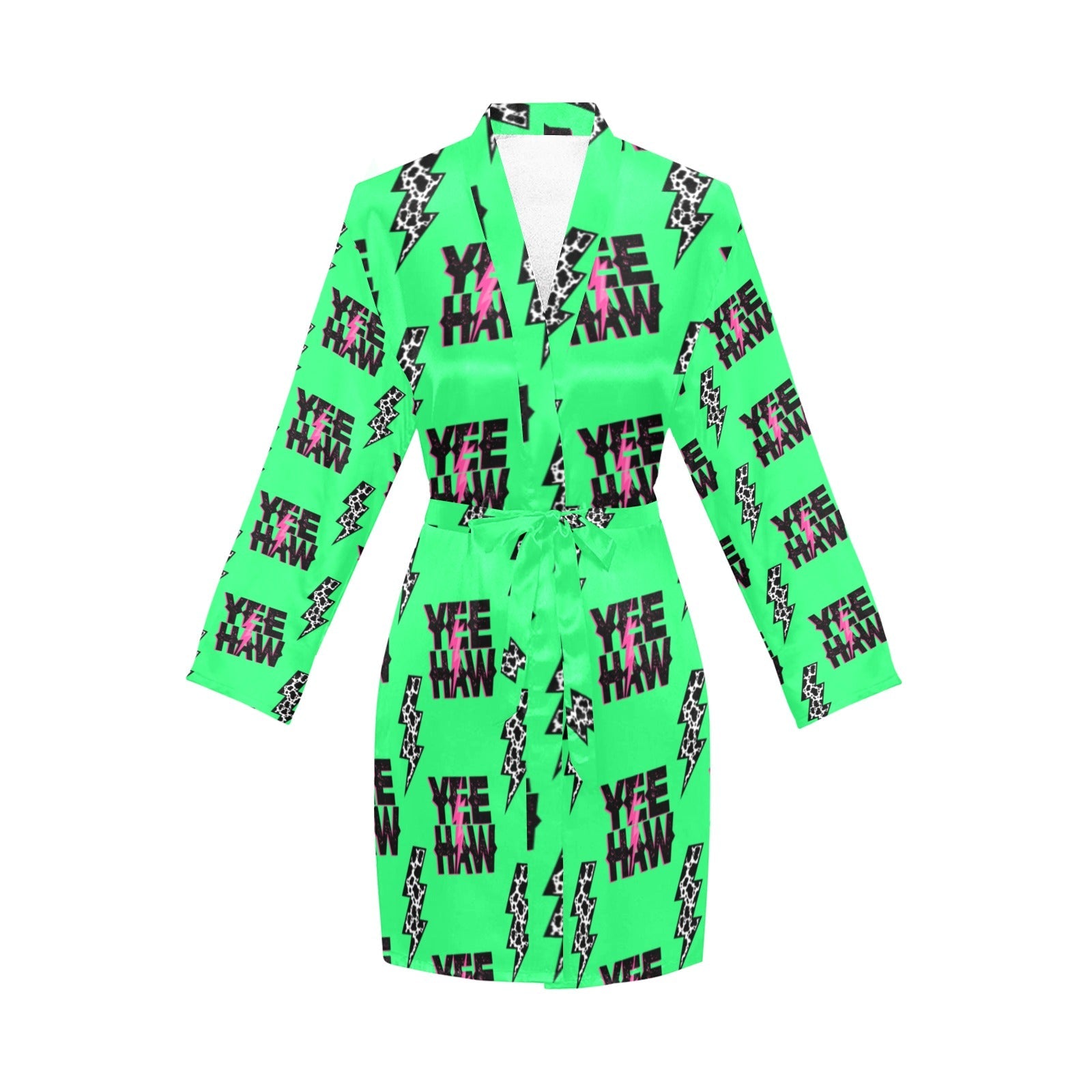 Baha Ranch Neon Yeehaw Women's Belted Satin Feel Dressing Lounge Robe by Baha Ranch Western Wear - product image 3