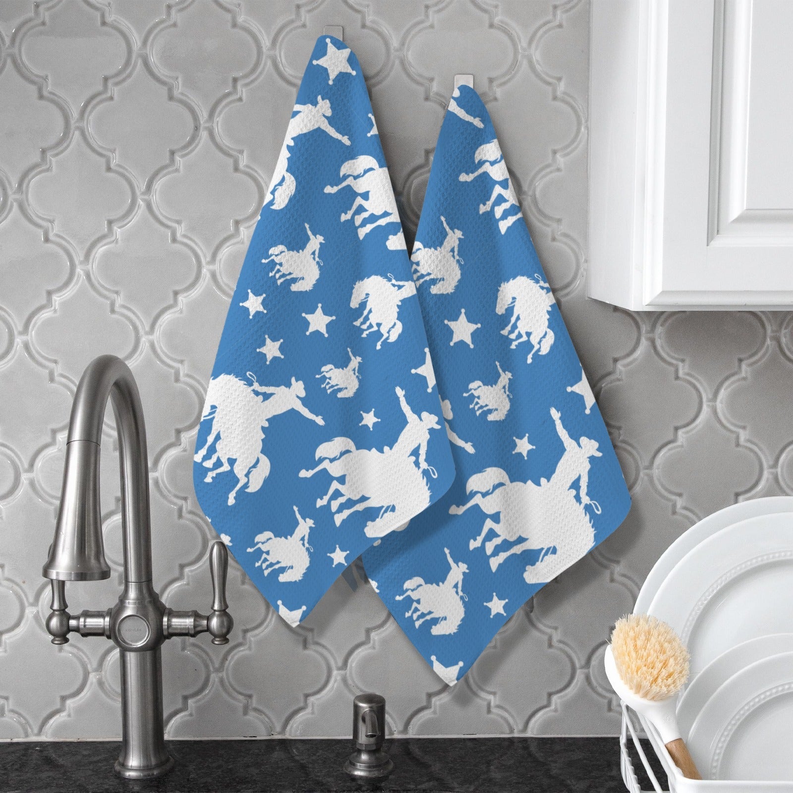 Baha Ranch Blue Rodeo Cowboy Set of 2 Dish Towels Made in America by Baha Ranch Western Wear - product image 2