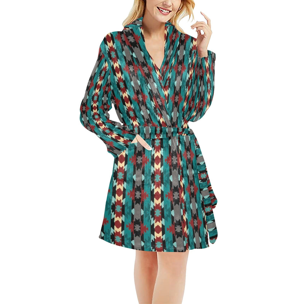 Baha Ranch Teal Aztec Women's Western Robe by Baha Ranch Western Wear
