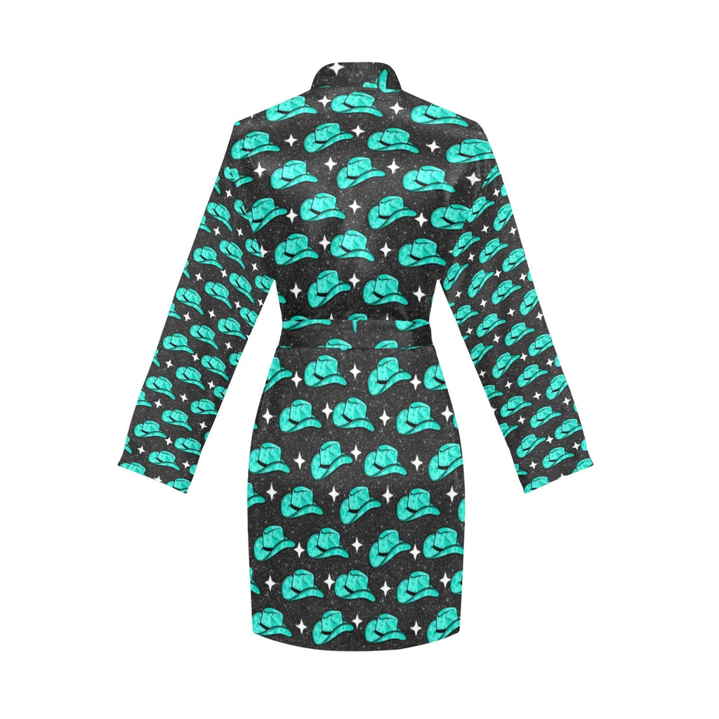 Baha Ranch Turquoise cowgirl Hat Women's Belted Satin Feel Dressing Lounge Robe by Baha Ranch Western Wear - product image 4