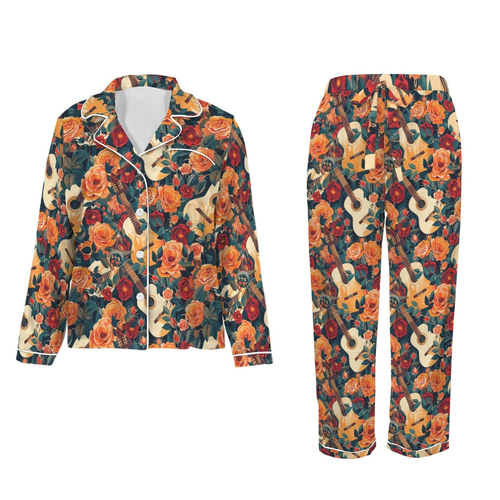 Baha Ranch Colores De Mexico Roses & Guitars Satin Pajamas by Baha Ranch Western Wear - product image 4