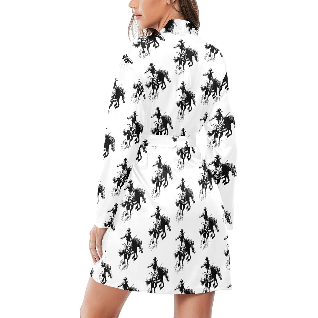 Baha Ranch Rodeo Bronc Women's Long Sleeve Belted Satin Feel Dressing Lounge Robe by Baha Ranch Western Wear - product...