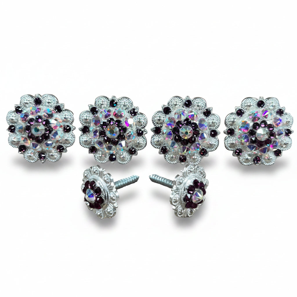 Bright Silver Purple & AB Saddle Conchos — view 2