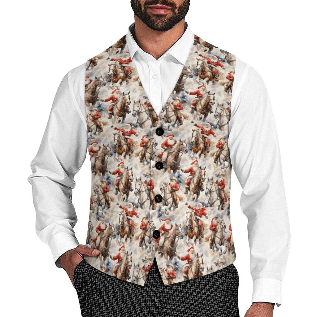 Baha Ranch Western Santa Christmas Men's Vest by Baha Ranch Western Wear