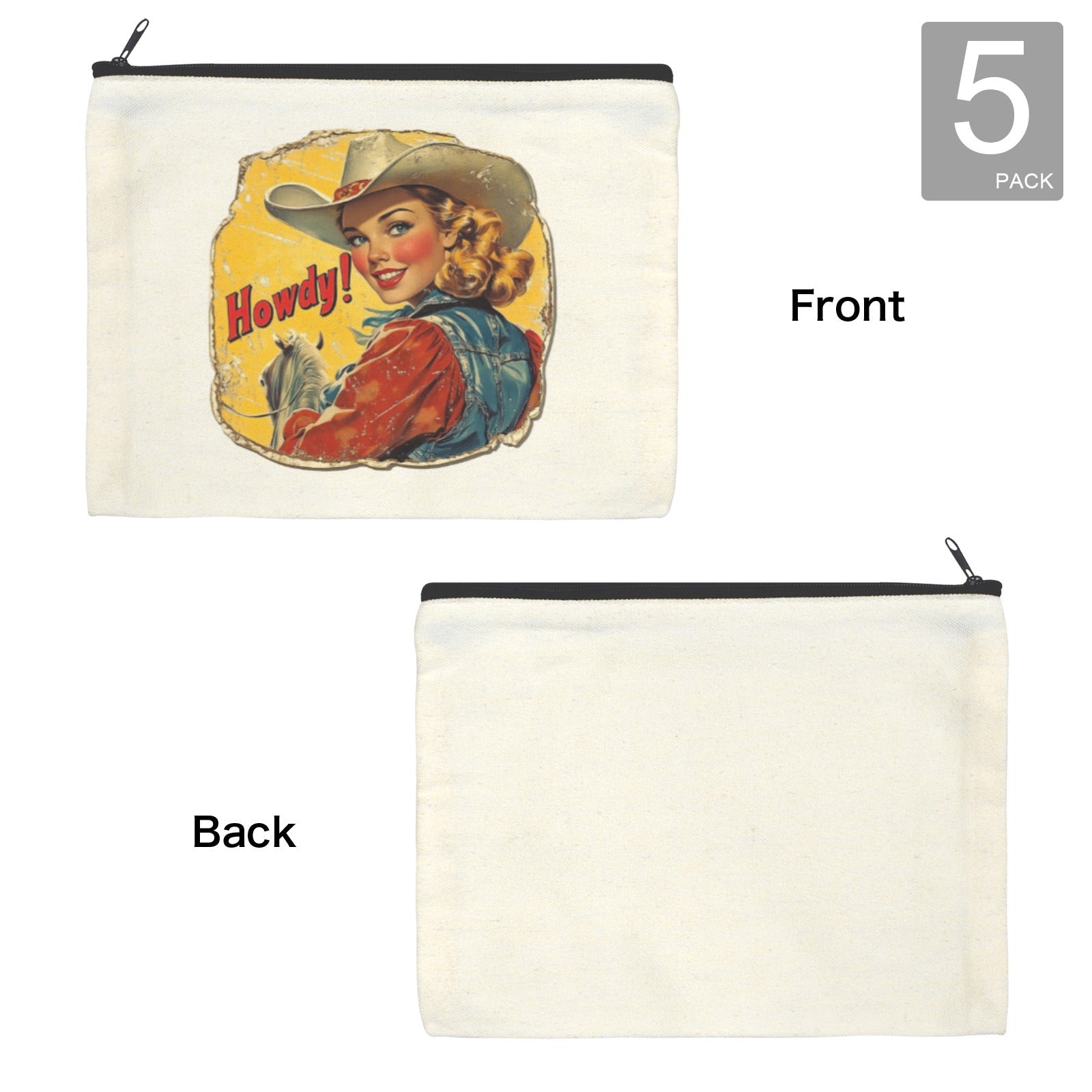 Baha Ranch Howdy Cosmetic Bag Pack of 5 Made in America by Baha Ranch Western Wear - product image 4