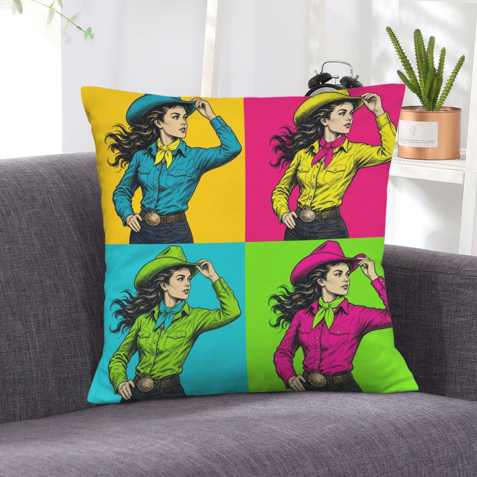 Baha Ranch The Last Roundup Barrel Racer Collage Velvety Soft Pillow Cover Made in America by Baha Ranch Western Wear -...