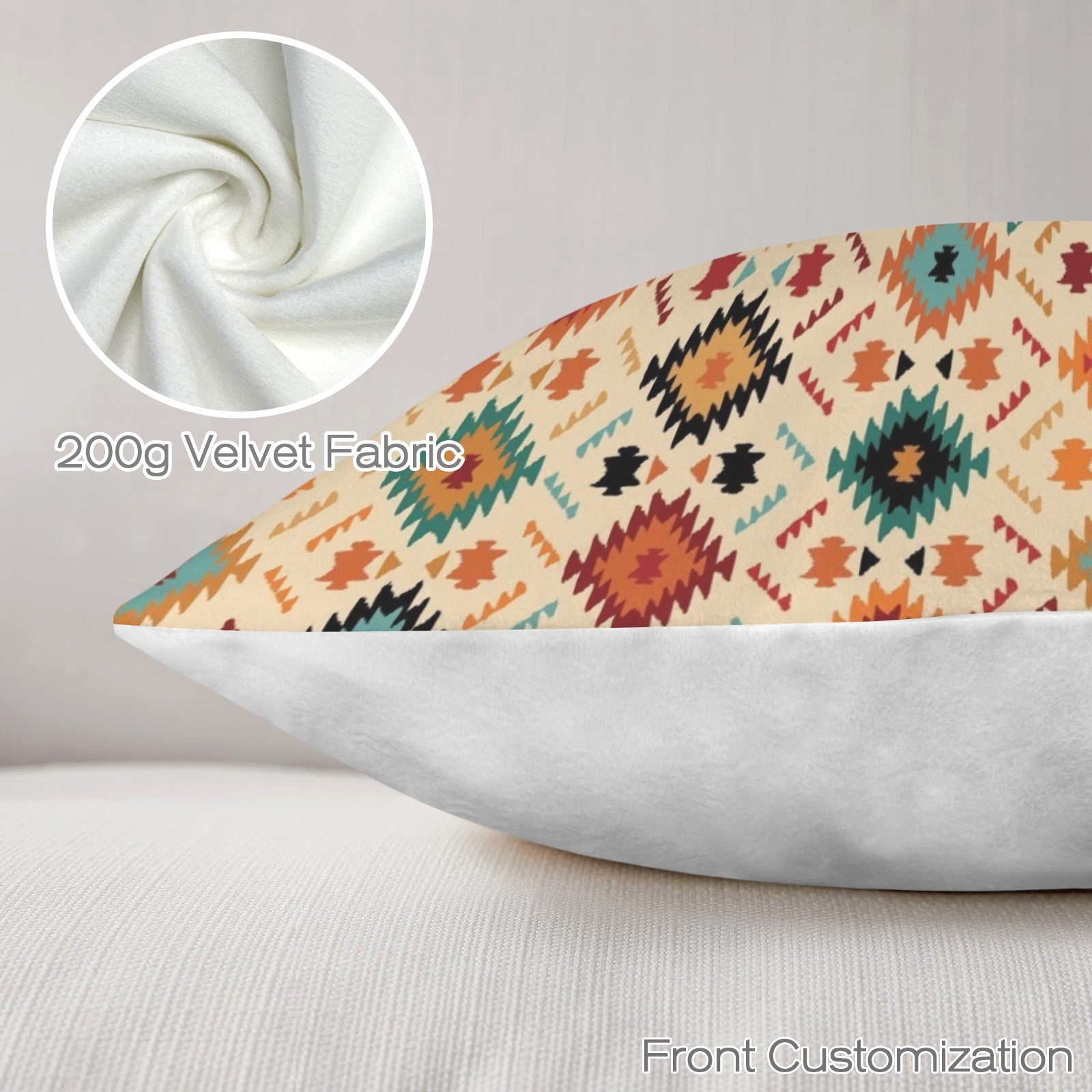 Baha Ranch Cream Aztec Velvet Soft Throw PIllow Case Made in America by Baha Ranch Western Wear - product image 4