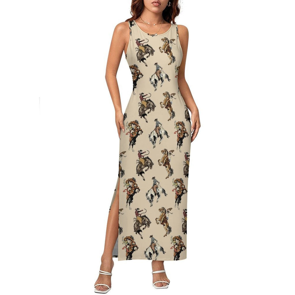 Baha Ranch Vintage Cowgirl Sleeveless Bodycon Side Slit Long Maxi Dress by Baha Ranch Western Wear - product image 3