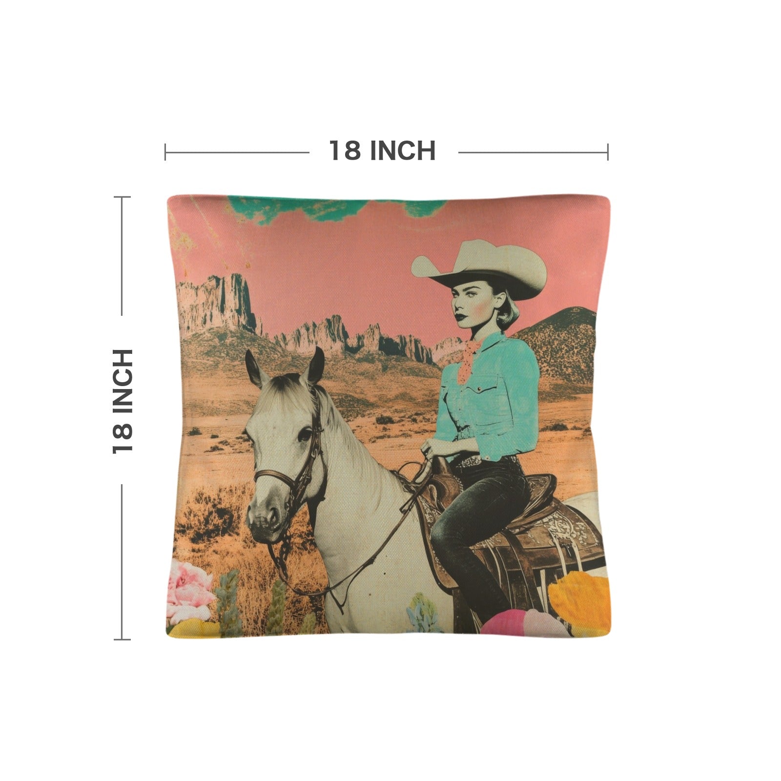 Baha Ranch Retro Pop Western Ride Cowgirl Pillow Case Made in America by Baha Ranch Western Wear - product image 3
