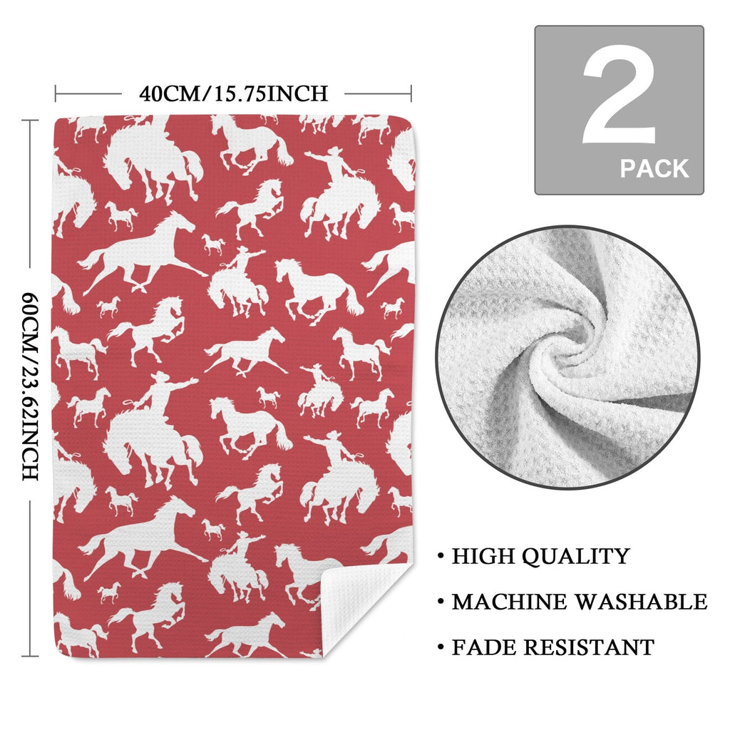 Baha Ranch Red Rodeo Cowboy Set of 2 Dish Towels Made in America by Baha Ranch Western Wear - product image 3